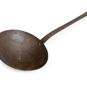 Antique Forged Iron Primitive Soup Ladle, Large Rustic Metal Kitchen Utensil, Vintage Kitchenware, Kitchenalia, Farmhouse Wall Decor