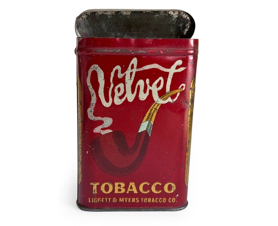 pocket tobacco tins Vintage Velvet Pocket Tobacco Tin: Tobacciana Advertising Collectible Can,  Metal Cigarette Case,