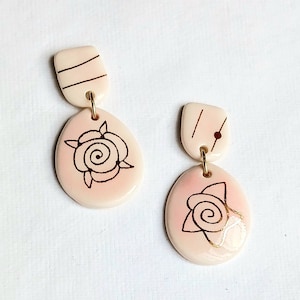 Flower Ceramic Earrings, Porcelain Flower Earrings, Porcelain Jewelry!