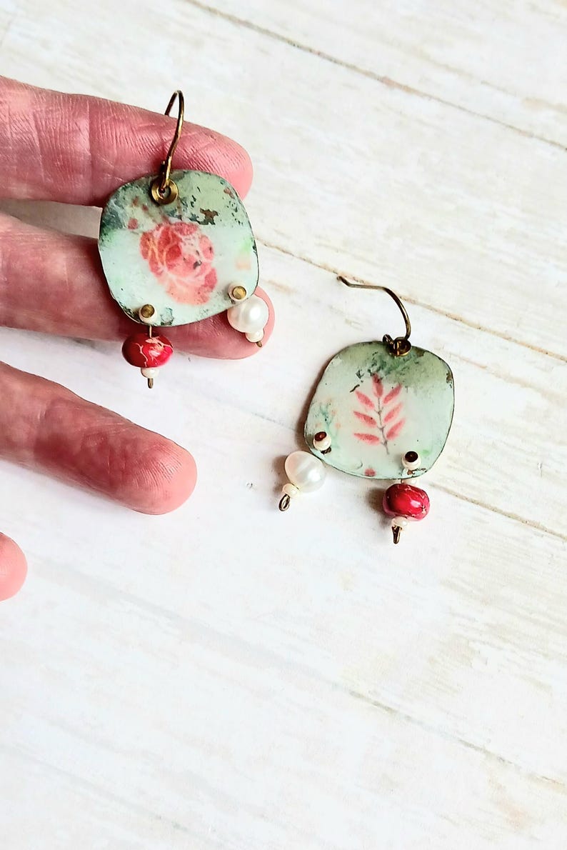 Mini Vine Leaf Drop Earrings in Multi main image 1