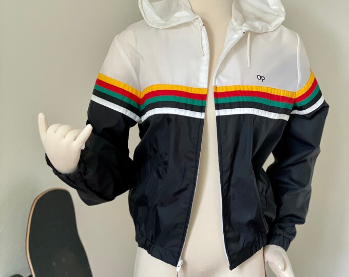 Veste Coupe-vent Ocean Pacific OP Vintage 80s/90s - Color Block Noir/Violet - Anorak