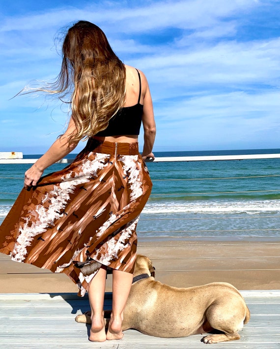 Vintage 1950s novelty print surfer skirt vertical