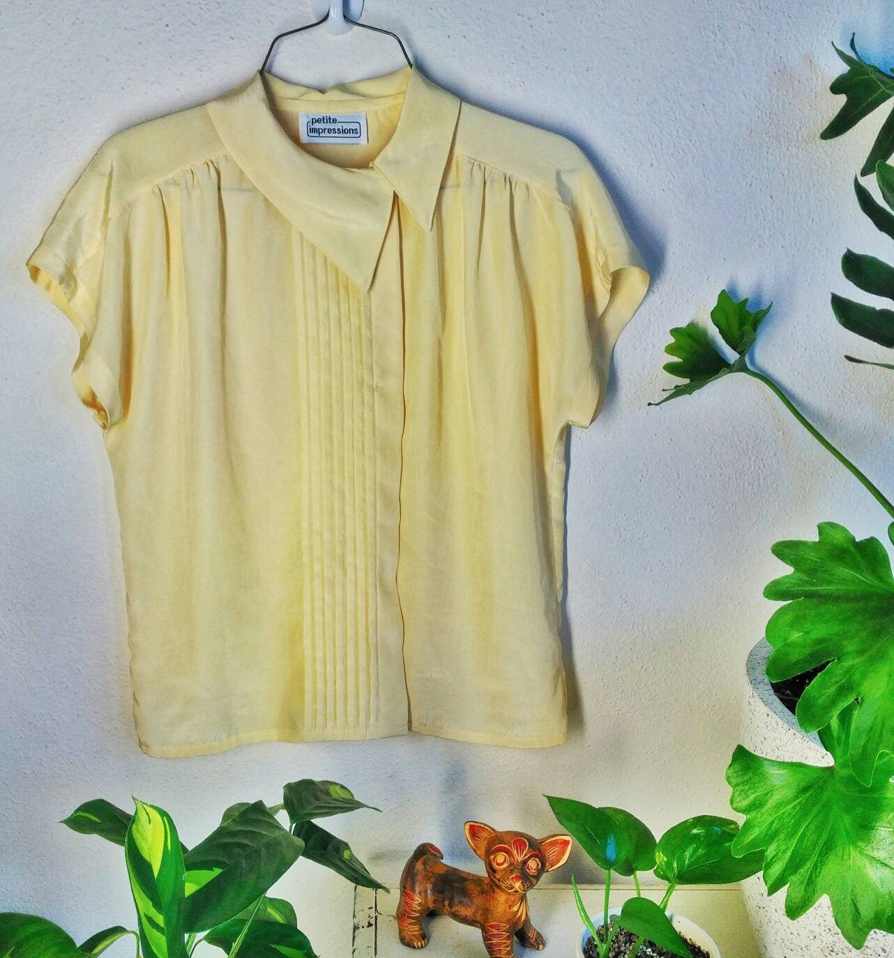 Vintage Yellow Blouse Asymmetrical 