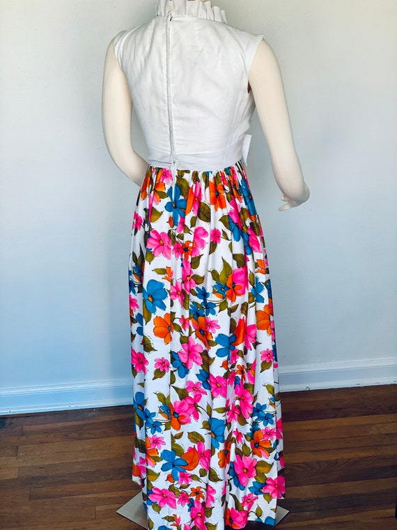 Vintage 1960s floral maxi dress, hippie bright tr… - image 6