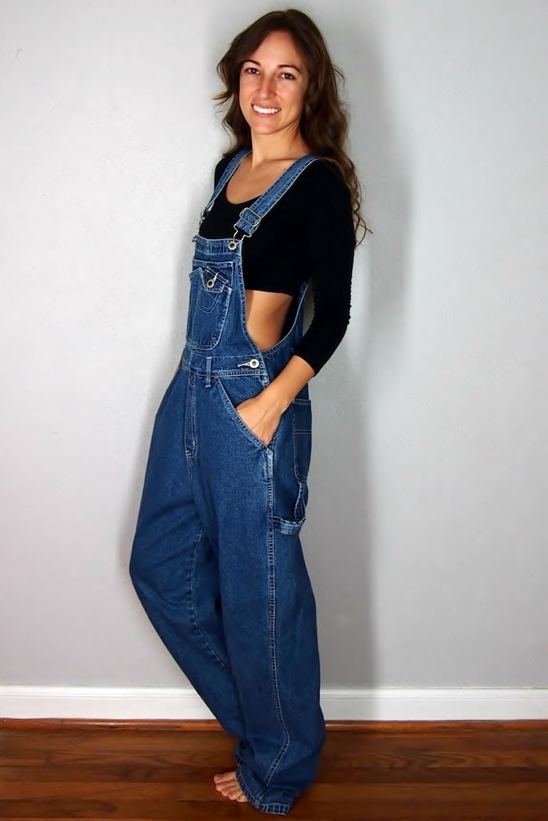 Vintage denim bib overalls medium wash denim overalls | Etsy