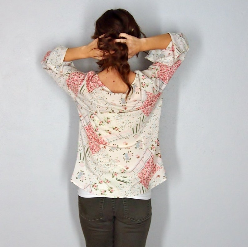 70s Bell Sleeve Shirt Wildflower Blouse boho hippie shirt Etsy