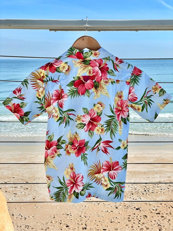 Vintage Hawaiian shirt, red and yellow hibiscus, … - image 4