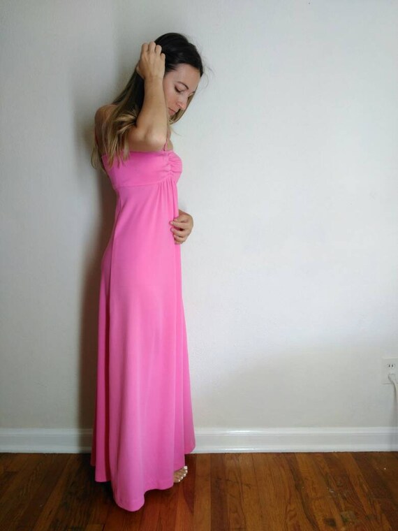 1970s Pink Goddess Dress, Grecian Maxi, 1970s Boh… - image 5