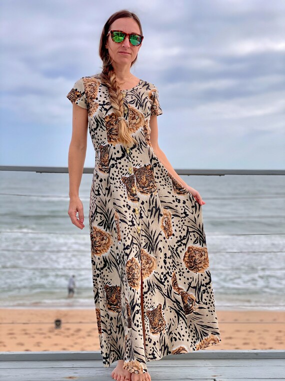 Vintage Lion dress, 1990s maxi - image 4