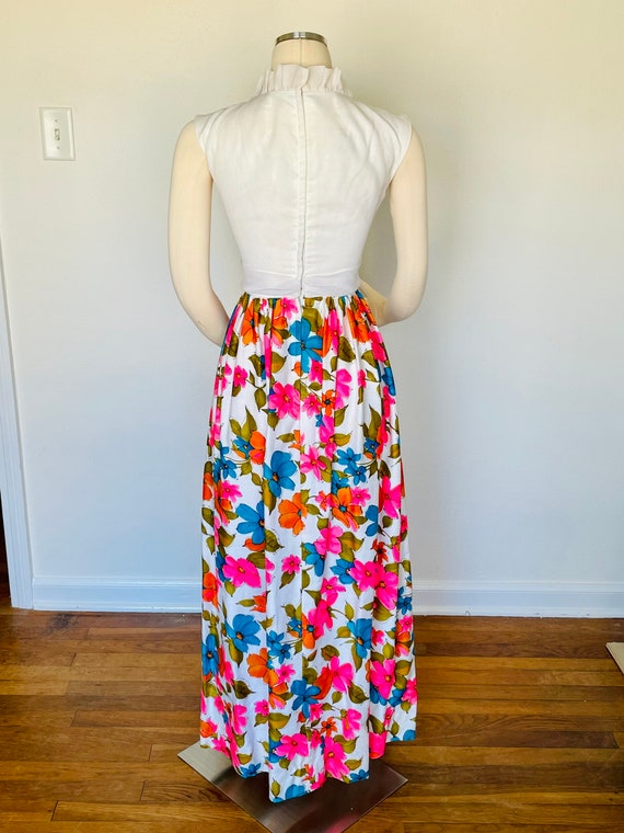 Vintage 1960s floral maxi dress, hippie bright tr… - image 5