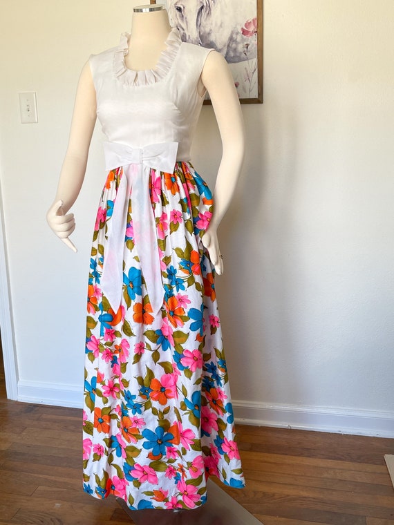 Vintage 1960s floral maxi dress, hippie bright tr… - image 7