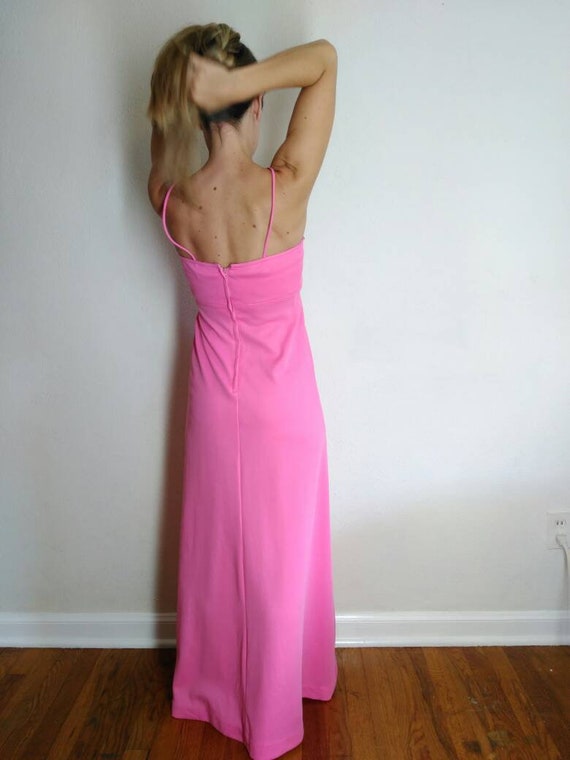 1970s Pink Goddess Dress, Grecian Maxi, 1970s Boh… - image 3