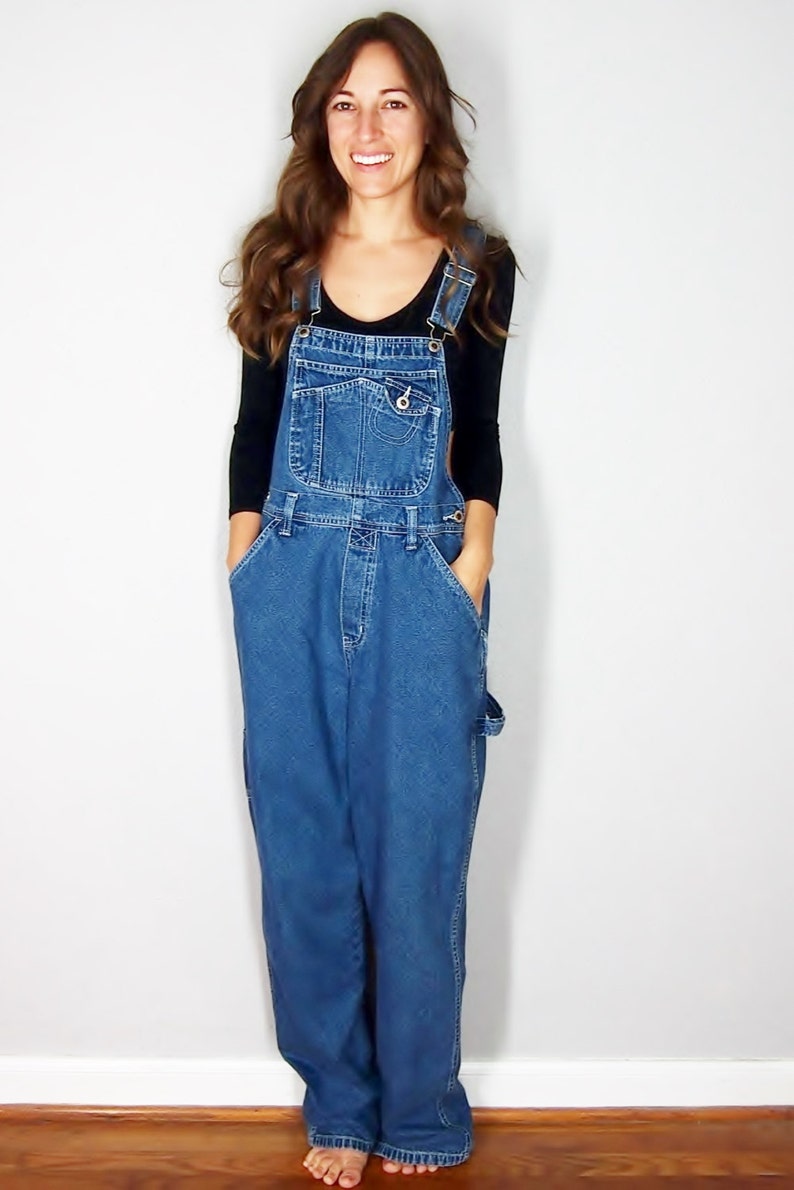 Vintage denim bib overalls medium wash denim overalls Etsy