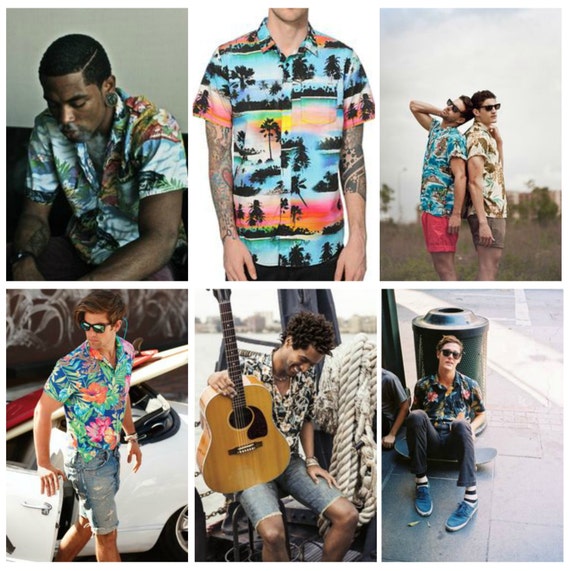 Items similar to Vintage Hawaiian Shirt, Men's Hawaiian Tropical Print ...