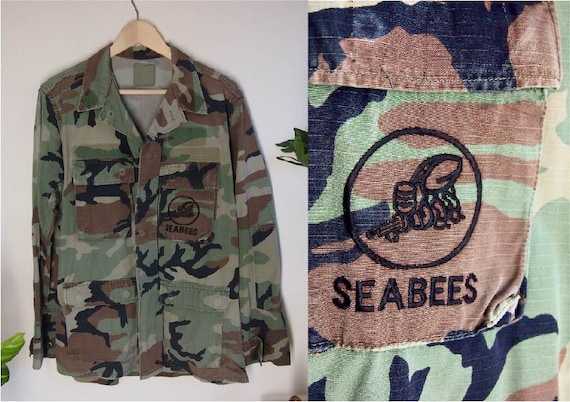 SeaBees Vintage Military Jacket, Unisex Camouflage