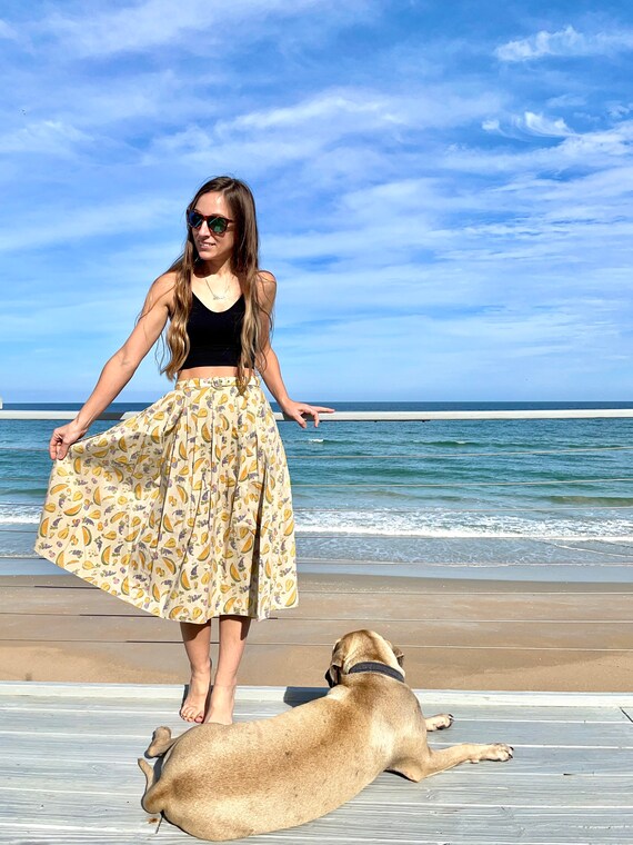 1950s novelty print fruit skirt, medium large, cir