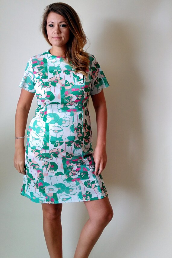 Vintage 1960s Novelty Print Dress, Mod Retro Dress