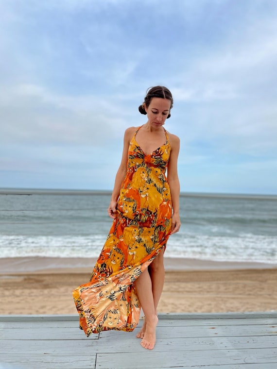 Vintage Lion Dress, Beach Things Miami Florida Maxi Dress, Small Xs, Summer  Sun Dress With Built in Bra -  Australia