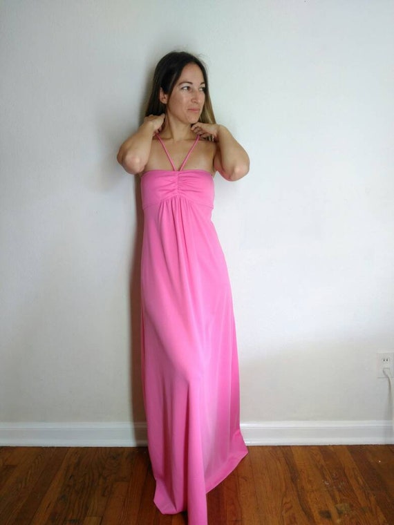 1970s Pink Goddess Dress, Grecian Maxi, 1970s Boh… - image 7