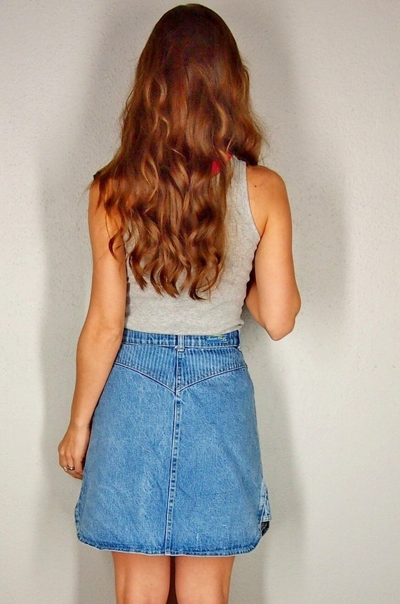 Sunset Blues Jean Skirt, Vintage Denim Pencil Skir