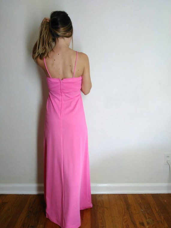 1970s Pink Goddess Dress, Grecian Maxi, 1970s Boh… - image 6