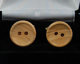 Cufflinks:  Olive Wood, narrow rim style