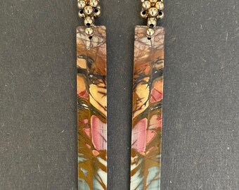 Red Creek Jasper Earrings, Red Creek Jasper, Gold Fill Woven beads, long earrings, Artisan Jewelry, Sher Berman Designs