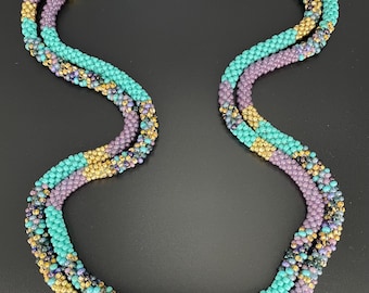 Double strand necklace, Bead Crochet Necklace, crochet necklace, Japanese Glass Beads, Artisan Jewelry, Sher Berman