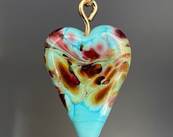 Glass heart pendant, heart pendant, lampwork glass pendant, Mother’s Day, Valentine’s Day, heart jewelry, artisan jewelry, Sher Berman