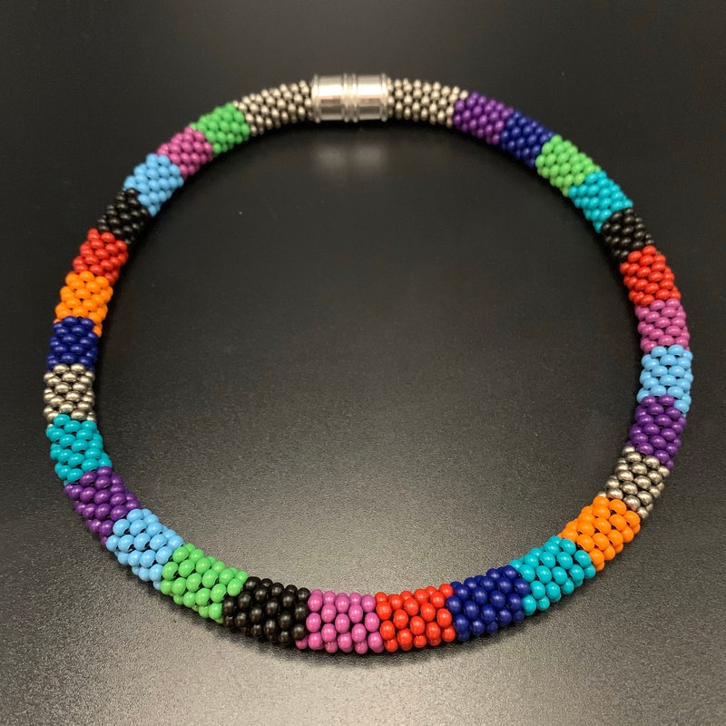 Crochet Beaded Necklace - Etsy
