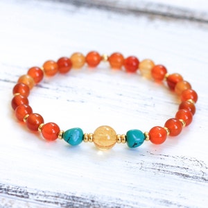 Wrist Mala Beads, Carnelian Bracelet, Turquoise Citrine Mala Bracelet, Spiritual Jewelry, Yoga Jewelry, Boho Bracelet - Healing, Grounding