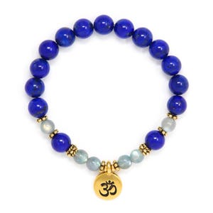 Yoga Bracelet, Wrist Mala Beads, Lapis Bracelet, Buddhist Jewelry, Energy Jewelry, Lapis Lazuli & Labradorite - Strength, Spirituality