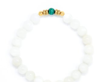 Mondstein Armband, Handgelenk Mala Perlen, Yoga Mala Armband, Heilung Energie Schmuck, Yoga Schmuck, Malachit, Spiritualität, Zen