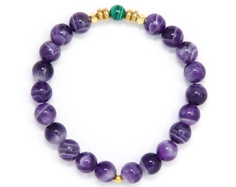 Spiritual Bracelet, Amethyst Mala Bracelet, Yoga Jewelry, Wrist Mala Beads - Healing Energy, Emotional Balance, Spirituality