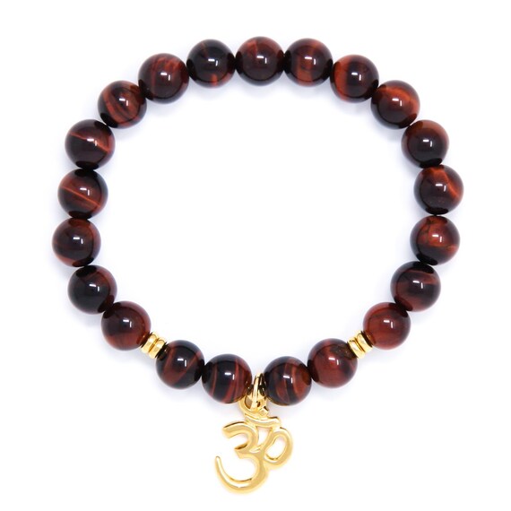 Om Bracelet Wrist Mala Bead Bracelet Buddhist Jewelry Red Etsy