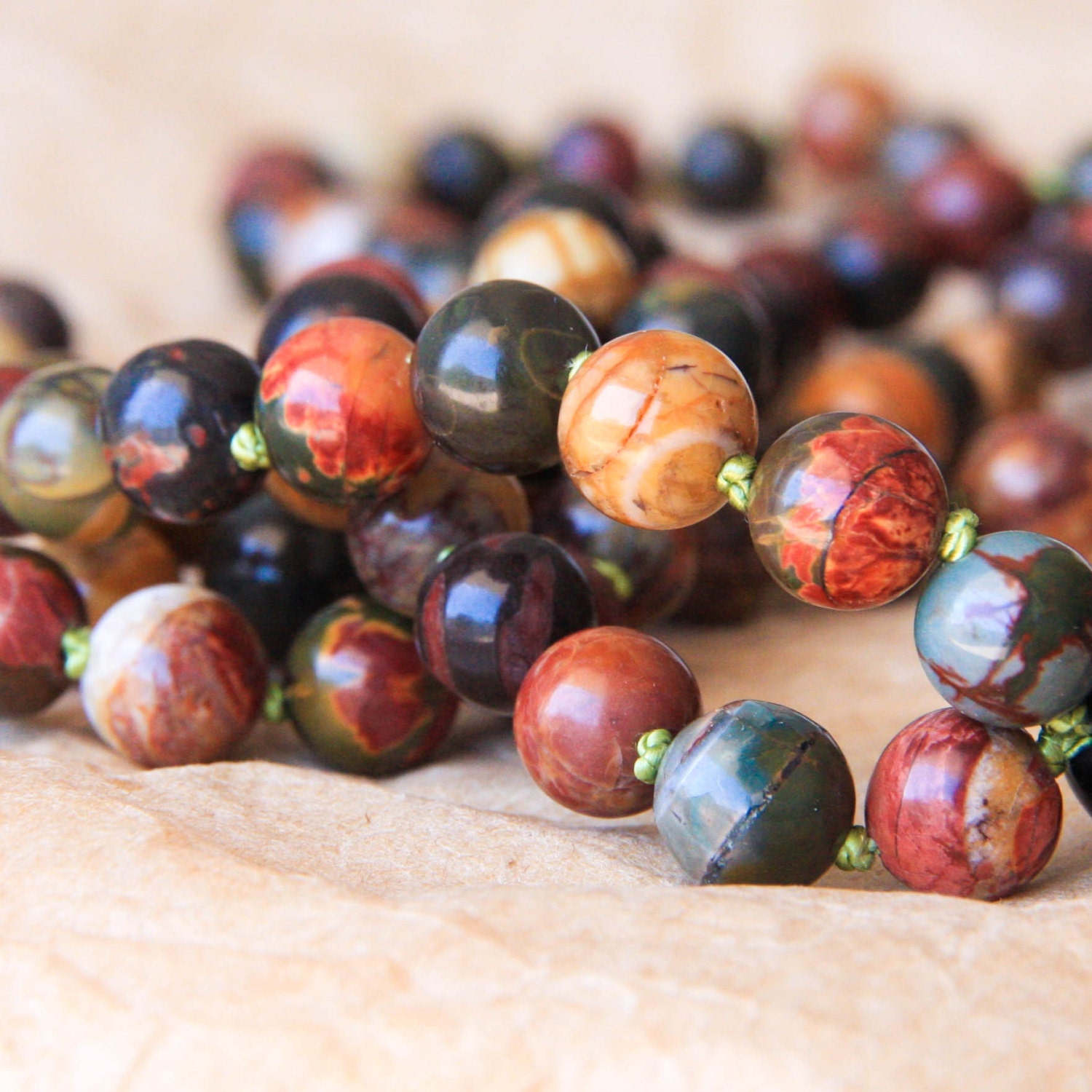 108 Mala Beads Buddhist Prayer Bead Knotted Mala Necklce Etsy