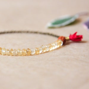 Delicate Citrine Mala, Yoga Bracelet, Gemstone Bracelet with Tassel, Boho Jewelry, Energizing, Positivity, Stress Relief