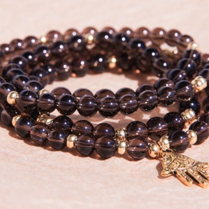 108 Mala Beads, Buddhist Necklace, Japa Mala, Yoga Jewelry, Smoky Quartz For Stress Relief & Detox image 4