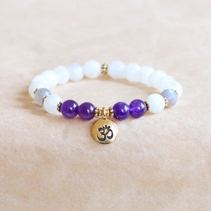 Moonstone Mala Bracelet Om Bracelet Wrist Mala Beads Yoga - Etsy