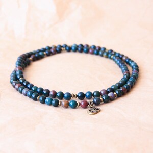 Mala Beads, 108 Mala Bracelet, Prayer Beads, Spiritual Jewelry, Indian Bloodstone Bracelet Calming, Healing Energy, Detox image 4