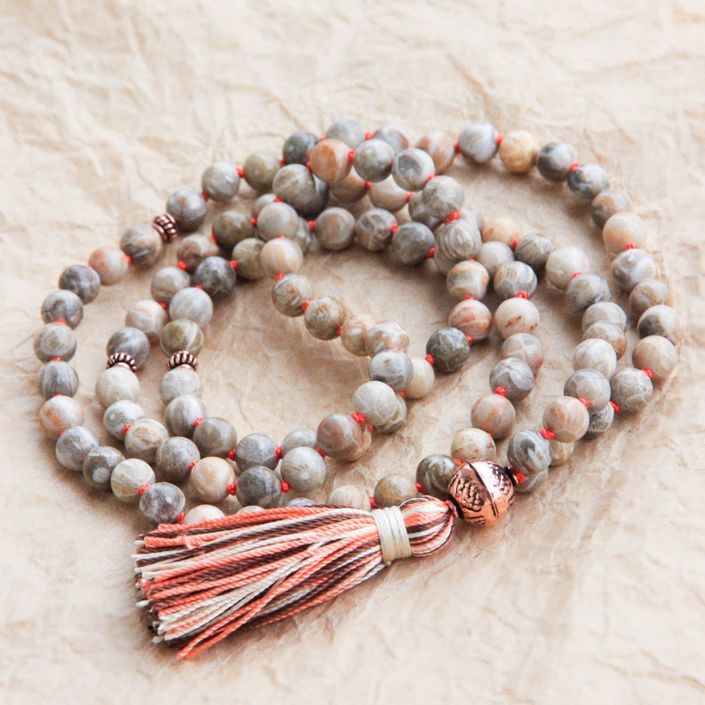 Tibetan Mala Beads Meditation Mala Japa Beads Fossil Coral Etsy