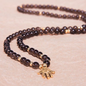 108 Mala Beads, Buddhist Necklace, Japa Mala, Yoga Jewelry, Smoky Quartz For Stress Relief & Detox image 5