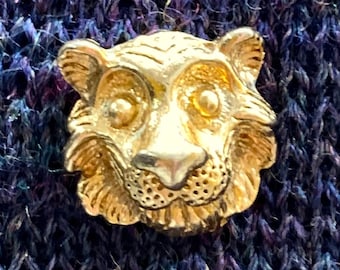 70s 80s Vintage Gold Lion Tie Pin | Leo Astrology | Men's Jewelry