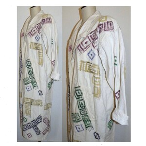 90s Hand Painted Cotton Coat Boho Oversized Duster Art to Wear 1990s OS image 2