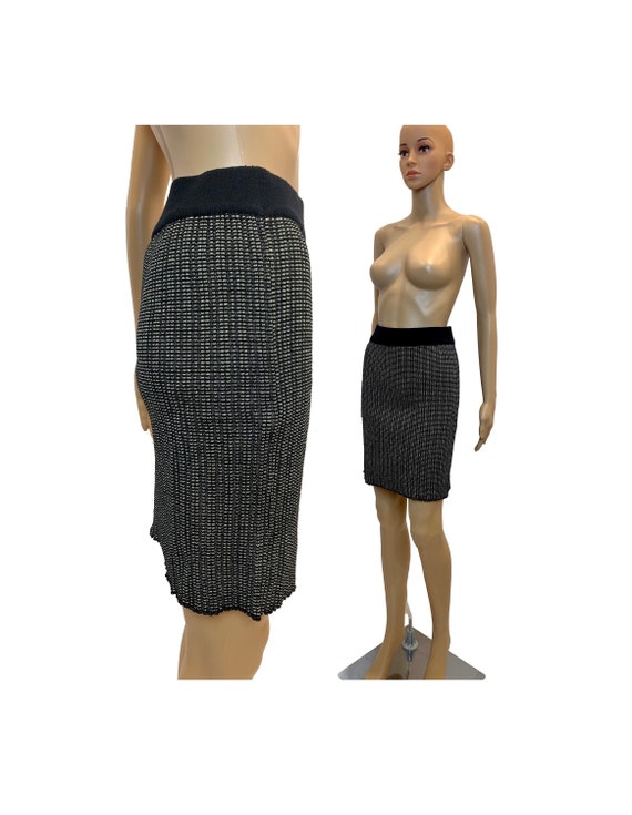 Metallic Knit Tube Skirt | Textured GOLD & Black S