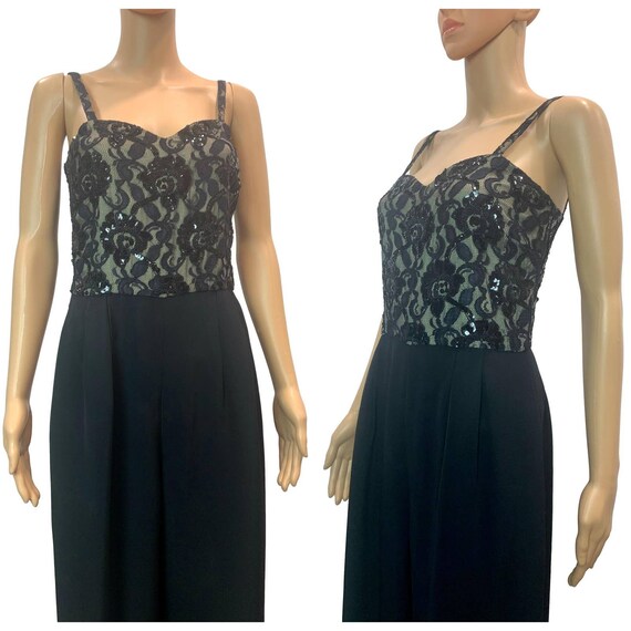 80s Nolan Miller Black Jumpsuit w Lace Beads and … - image 3