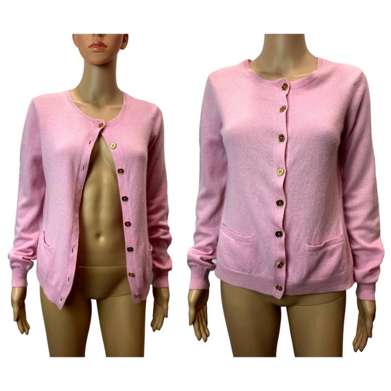 Y2K 00s Ralph Lauren Pink Cashmere Cardigan Sweat… - image 1