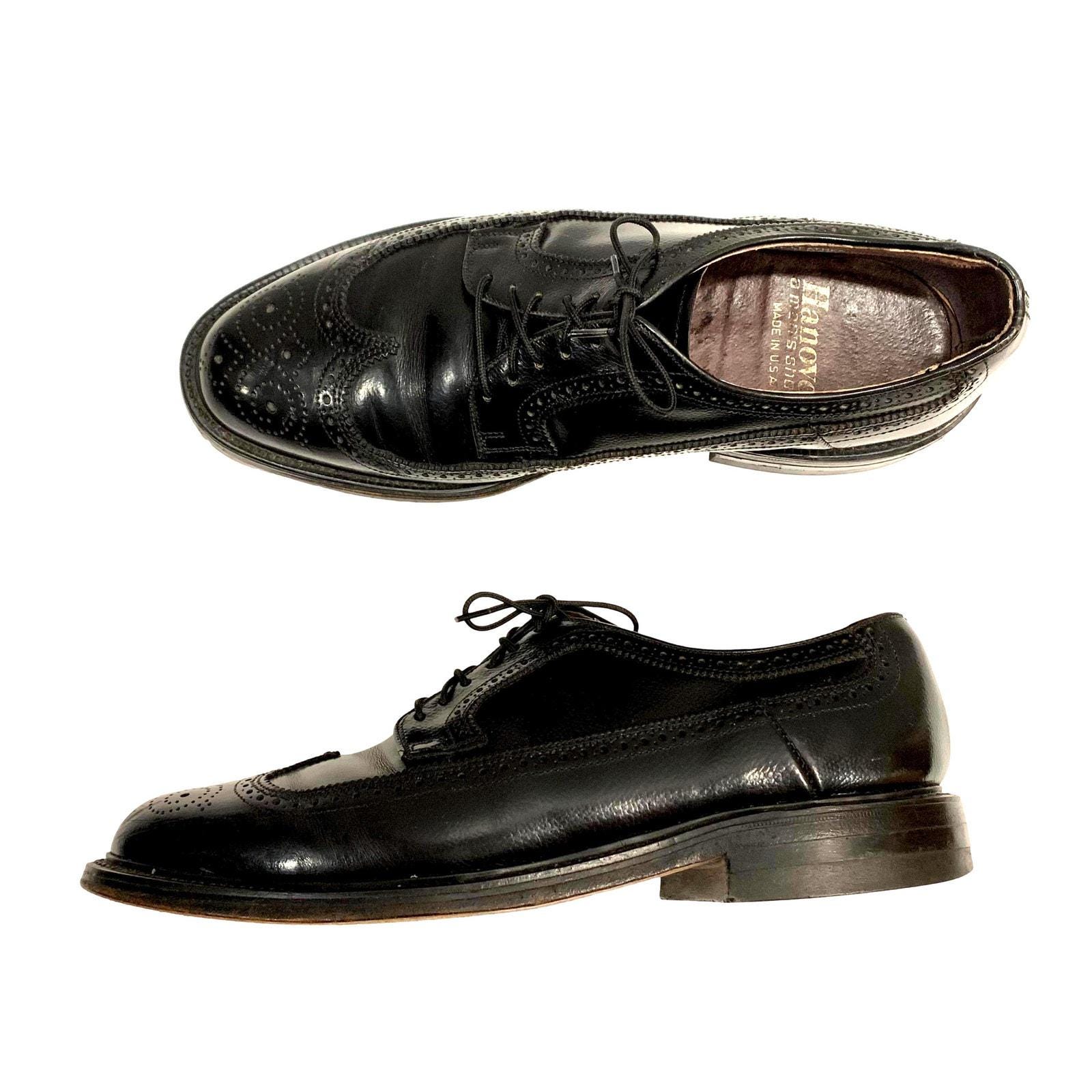 Vintage Hanover Black Leather Wingtips Longwings | USA 9.5  display picture 1
