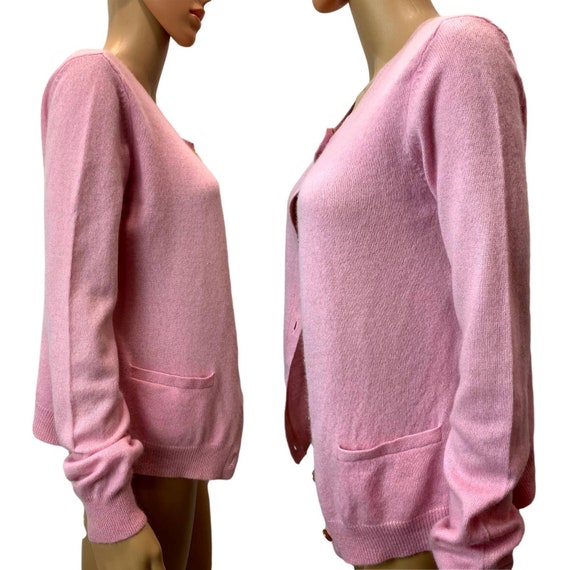 Y2K 00s Ralph Lauren Pink Cashmere Cardigan Sweat… - image 5