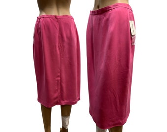 90s Y2K bloomingdale's Pink Silk Pencil Skirt / Deadstock | 10 W 28 - 31"